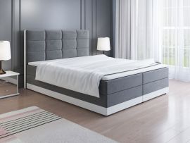 Complete Boxspring bed with topper and storage box Ake-grey-160x200cm