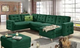 Corner sofa bed Enrique-dark green
