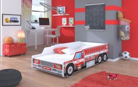 Lastensänky patjalla Firetruck punainen 160x80cm