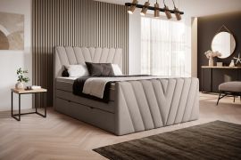 Complete Boxspring bed with topper and storage box Andice-beige-180x200cm