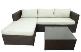 4 seater outdoor sofa with coffee table-brown