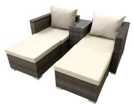 Outdoor modular sofa with table-brown