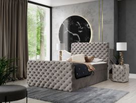 Boxspring bed set with mattress topper Premium Lux Adriano-light grey-160x200cm