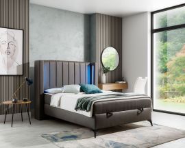 Jenkkisänky Paketti Alegra Premium Lux vuodevaatelaatikolla ja LED-Vallola 160-180 keinonahka