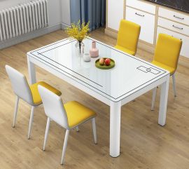 Dinning table set 4 chairs Gavino-white