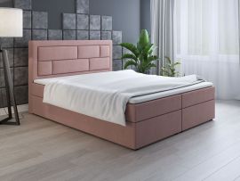 Complete Boxspring bed with topper and storage box Asmund-160x200cm-pink