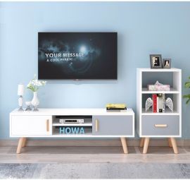 TV stand Keanu-white-grey