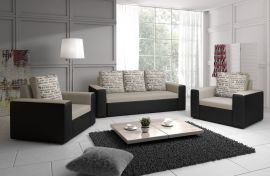 Bed sofa set 3+1+1 Elof-black-beige
