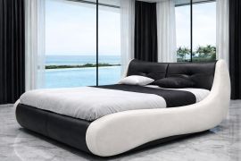 Sänky Diamante mustavalkoinen korkea moderni sänky, 160-180 nähkä