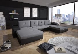 Corner bed sofa Dellinger-black-grey