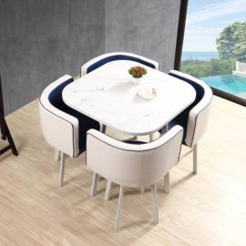Dinning table set 4 chairs Parviz-white