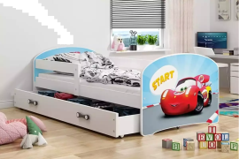Lastensänky Racer Patjalla Ja Aluslaatikoilla 160x80cm valkoinen