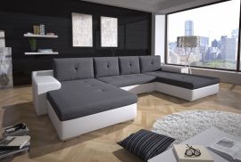 Corner bed sofa Dellinger-white-grey