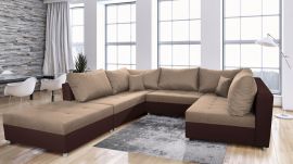 Corner bed sofa Carrson-beige-brown