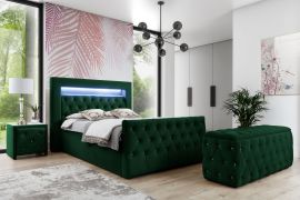 Boxspring bed set with led light and storage box Palazzo-green-160x200cm
