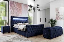 Boxspring bed set with led light and storage box Palazzo-blue-160x200cm