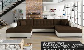Corner sofa bed Helena-white-brown